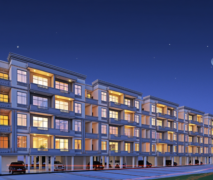 MET City Celeste independent floors at night